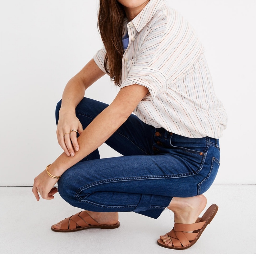 10" High-Rise Skinny Crop Jeans: Button-Front